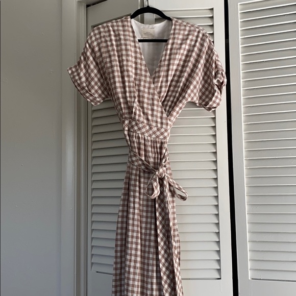 urban outfitters gingham wrap dress